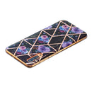 For Samsung Galaxy A70 Flat Plating Splicing Gilding Protective Case(Black Background Flower Matching Color)