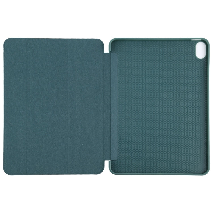 TPU Three-fold Horizontal Flip Smart Leather Case with Sleep / Wake-up Function & Holder For iPad Air 2022 / 2020 10.9(Dark Green)