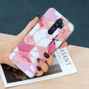For Xiaomi Redmi Note 8 Pro Flat Plating Splicing Gilding Protective Case(Cherry Glitter)
