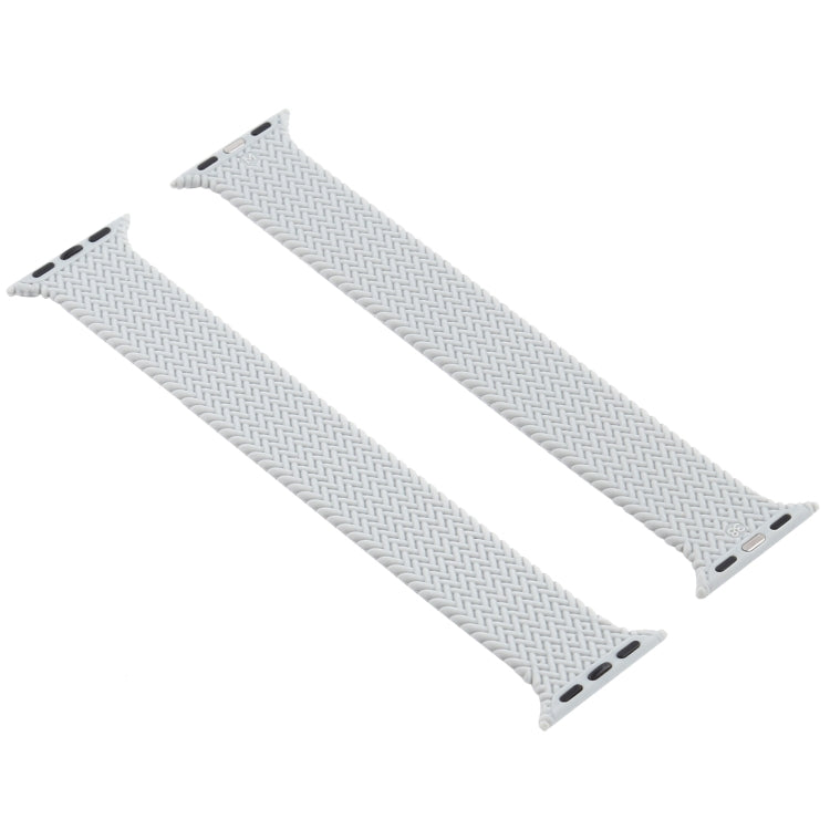 Single-turn Woven Pattern Silicone Watch Band For Apple Watch Series 7 45mm / 6 & SE & 5 & 4 44mm / 3 & 2 & 1 42mm, Size:L(Grey)