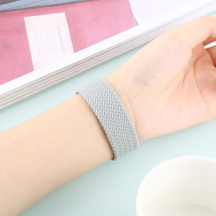 Single-turn Woven Pattern Silicone Watch Band For Apple Watch Series 7 45mm / 6 & SE & 5 & 4 44mm / 3 & 2 & 1 42mm, Size:L(Grey)