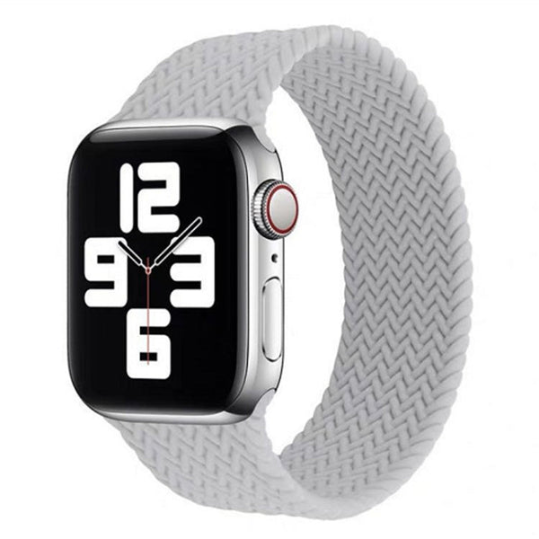 Single-turn Woven Pattern Silicone Watch Band For Apple Watch Series 7 45mm / 6 & SE & 5 & 4 44mm / 3 & 2 & 1 42mm, Size:L(Grey)