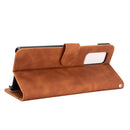 For LG Wing 5G Solid Color Skin Feel Magnetic Buckle Horizontal Flip Calf Texture PU Leather Case with Holder & Card Slots & Wallet(Brown)