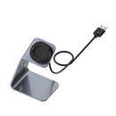 For Garmin Forerunner 745 / Venu Sq / Fenix 6 Universal Aluminum Alloy Magnetic Charger Holder with Chip Protection, Support Fast Charging, Style:Left Interface(Grey)