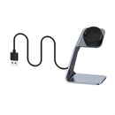 For Garmin Forerunner 745 / Venu Sq / Fenix 6 Universal Aluminum Alloy Magnetic Charger Holder with Chip Protection, Support Fast Charging, Style:Left Interface(Grey)