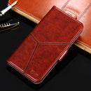 For Nokia 8.1 Plus / X71 Geometric Stitching Horizontal Flip TPU + PU Leather Case with Holder & Card Slots & Wallet(Dark Brown)