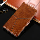 For Nokia 8.1 Plus / X71 Geometric Stitching Horizontal Flip TPU + PU Leather Case with Holder & Card Slots & Wallet(Light Brown)