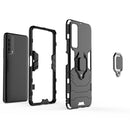 For Huawei P Smart (2021) PC + TPU Shockproof Protective Case with Magnetic Ring Holder(Black)