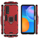 For Huawei P Smart (2021) PC + TPU Shockproof Protective Case with Magnetic Ring Holder(Red)