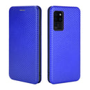 For Oukitel C21 Carbon Fiber Texture Horizontal Flip TPU + PC + PU Leather Case with Card Slot(Blue)