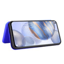 For Oukitel C21 Carbon Fiber Texture Horizontal Flip TPU + PC + PU Leather Case with Card Slot(Blue)