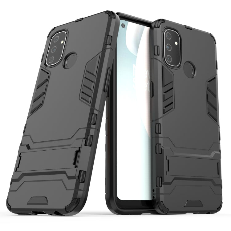 For OnePlus Nord N100 Shockproof PC + TPU Protective Case with Hidden Holder(Black)