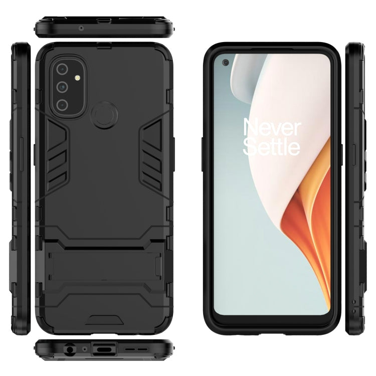 For OnePlus Nord N100 Shockproof PC + TPU Protective Case with Hidden Holder(Black)