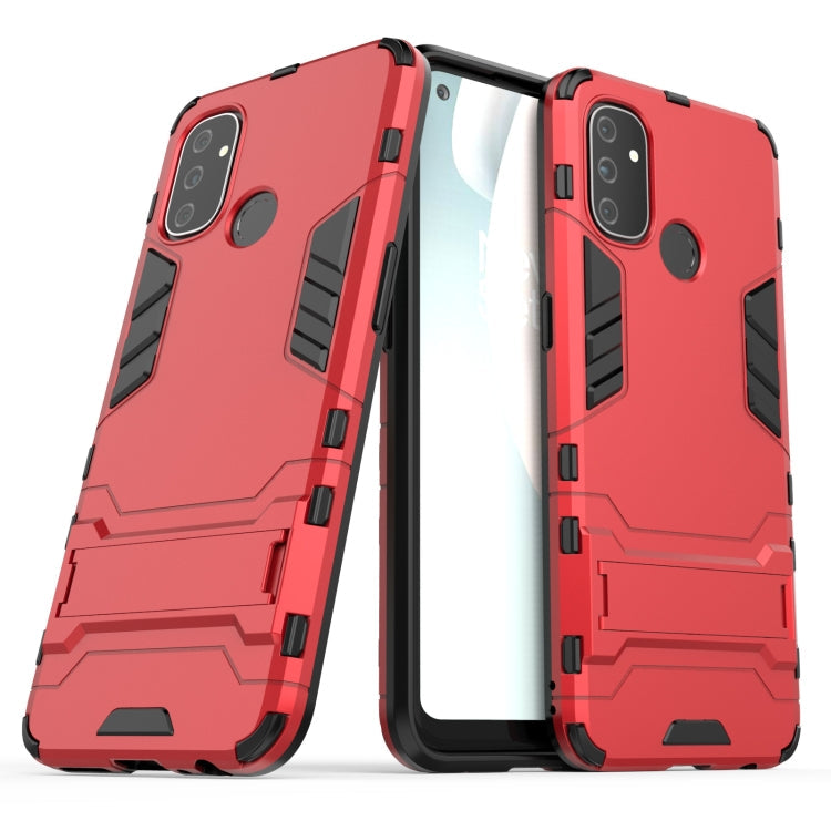 For OnePlus Nord N100 Shockproof PC + TPU Protective Case with Hidden Holder(Red)