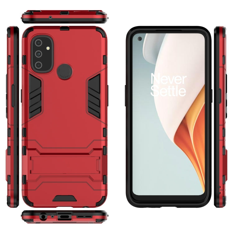 For OnePlus Nord N100 Shockproof PC + TPU Protective Case with Hidden Holder(Red)