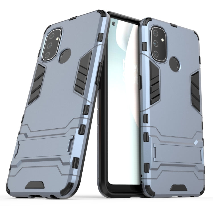 For OnePlus Nord N100 Shockproof PC + TPU Protective Case with Hidden Holder(Navy Blue)