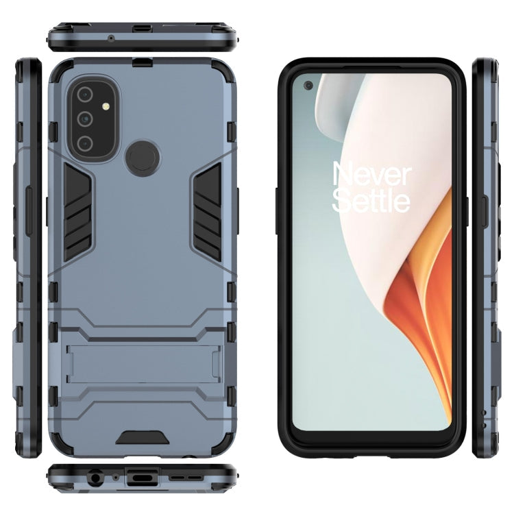 For OnePlus Nord N100 Shockproof PC + TPU Protective Case with Hidden Holder(Navy Blue)
