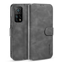 For Xiaomi Mi 10T / 10T Pro DG.MING Retro Oil Side Horizontal Flip Case with Holder & Card Slots & Wallet(Grey)