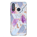 For Huawei P30 Lite Flat Plating Splicing Gilding Protective Case(Purple White Marble Color Matching)