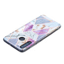 For Huawei P30 Lite Flat Plating Splicing Gilding Protective Case(Purple White Marble Color Matching)