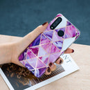 For Huawei P30 Lite Flat Plating Splicing Gilding Protective Case(Rose Red Purple Color Matching)