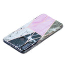 For Huawei P30 Lite Flat Plating Splicing Gilding Protective Case(Grey Pink White Marble Color Matching)