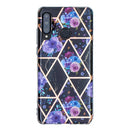 For Huawei P30 Lite Flat Plating Splicing Gilding Protective Case(Black Background Flower Matching Color)
