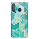 For Huawei P30 Lite Flat Plating Splicing Gilding Protective Case(Green Glitter Color Matching)
