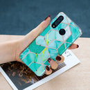 For Huawei P30 Lite Flat Plating Splicing Gilding Protective Case(Green Glitter Color Matching)