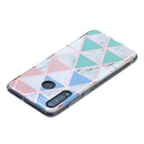 For Huawei P30 Lite Flat Plating Splicing Gilding Protective Case(Blue White Green Pink Color Matching)