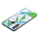 For Huawei P30 Lite Flat Plating Splicing Gilding Protective Case(Green Triangle Body Color Matching)
