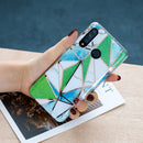 For Huawei P30 Lite Flat Plating Splicing Gilding Protective Case(Green Triangle Body Color Matching)