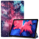For Lenovo Tab P11 (TB-J606F) Custer Painted Pattern Horizontal Flip Smart Flat PU Leather Case with Sleep / Wake-up Function & 3-Fold Holder(Galaxy Nebula)
