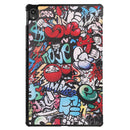 For Lenovo Tab P11 (TB-J606F) Custer Painted Pattern Horizontal Flip Smart Flat PU Leather Case with Sleep / Wake-up Function & 3-Fold Holder(Graffiti)