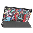 For Lenovo Tab P11 (TB-J606F) Custer Painted Pattern Horizontal Flip Smart Flat PU Leather Case with Sleep / Wake-up Function & 3-Fold Holder(Graffiti)