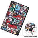 For Lenovo Tab P11 (TB-J606F) Custer Painted Pattern Horizontal Flip Smart Flat PU Leather Case with Sleep / Wake-up Function & 3-Fold Holder(Graffiti)