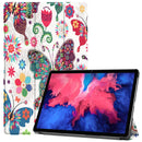 For Lenovo Tab P11 (TB-J606F) Custer Painted Pattern Horizontal Flip Smart Flat PU Leather Case with Sleep / Wake-up Function & 3-Fold Holder(Color Butterfly)