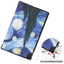 For Lenovo Tab P11 (TB-J606F) Custer Painted Pattern Horizontal Flip Smart Flat PU Leather Case with Sleep / Wake-up Function & 3-Fold Holder(Starry Sky)