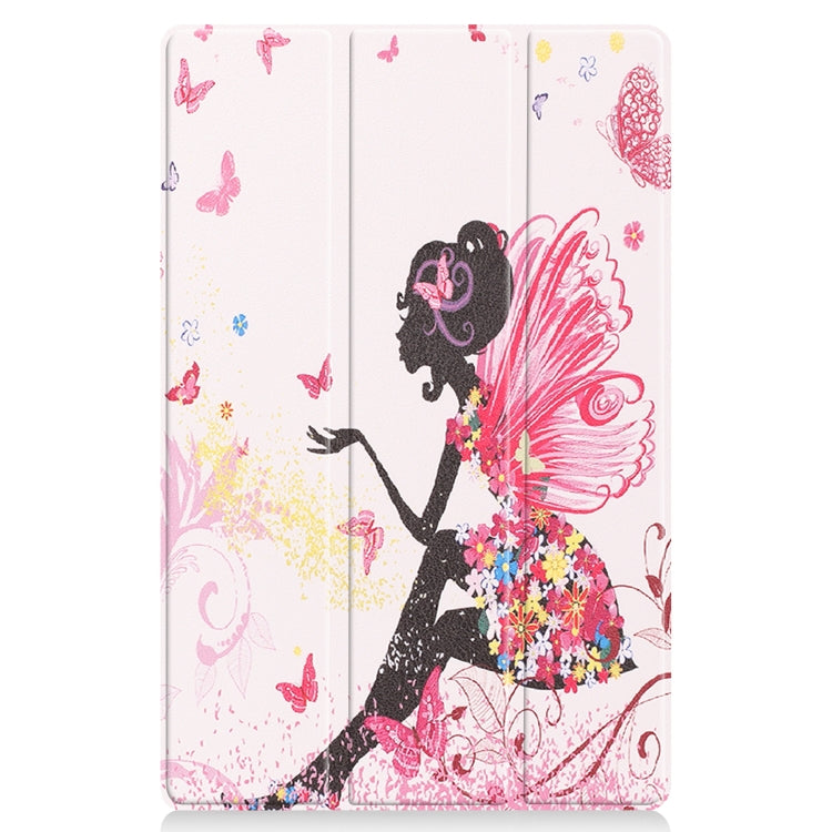 For Lenovo Tab P11 (TB-J606F) Custer Painted Pattern Horizontal Flip Smart Flat PU Leather Case with Sleep / Wake-up Function & 3-Fold Holder(Elf Girl)