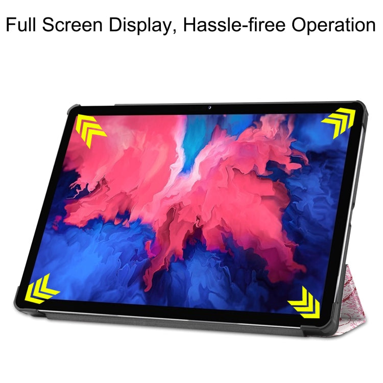 For Lenovo Tab P11 (TB-J606F) Custer Painted Pattern Horizontal Flip Smart Flat PU Leather Case with Sleep / Wake-up Function & 3-Fold Holder(Elf Girl)