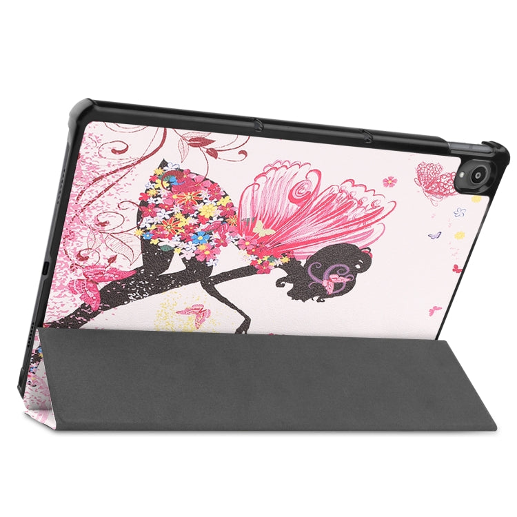 For Lenovo Tab P11 (TB-J606F) Custer Painted Pattern Horizontal Flip Smart Flat PU Leather Case with Sleep / Wake-up Function & 3-Fold Holder(Elf Girl)