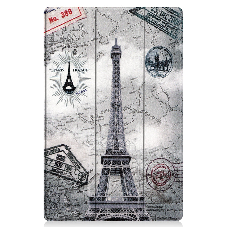 For Lenovo Tab P11 (TB-J606F) Custer Painted Pattern Horizontal Flip Smart Flat PU Leather Case with Sleep / Wake-up Function & 3-Fold Holder(Retro Tower)
