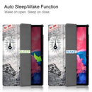 For Lenovo Tab P11 (TB-J606F) Custer Painted Pattern Horizontal Flip Smart Flat PU Leather Case with Sleep / Wake-up Function & 3-Fold Holder(Retro Tower)
