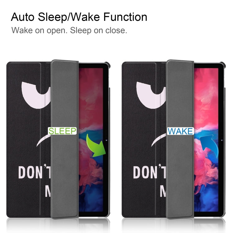 For Lenovo Tab P11 (TB-J606F) Custer Painted Pattern Horizontal Flip Smart Flat PU Leather Case with Sleep / Wake-up Function & 3-Fold Holder(Big Eye ME)