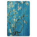 For Lenovo Tab P11 (TB-J606F) Custer Painted Pattern Horizontal Flip Smart Flat PU Leather Case with Sleep / Wake-up Function & 3-Fold Holder(Apricot Blossom)