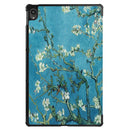 For Lenovo Tab P11 (TB-J606F) Custer Painted Pattern Horizontal Flip Smart Flat PU Leather Case with Sleep / Wake-up Function & 3-Fold Holder(Apricot Blossom)