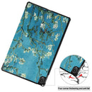 For Lenovo Tab P11 (TB-J606F) Custer Painted Pattern Horizontal Flip Smart Flat PU Leather Case with Sleep / Wake-up Function & 3-Fold Holder(Apricot Blossom)