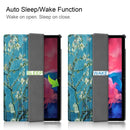 For Lenovo Tab P11 (TB-J606F) Custer Painted Pattern Horizontal Flip Smart Flat PU Leather Case with Sleep / Wake-up Function & 3-Fold Holder(Apricot Blossom)