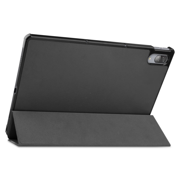 For Lenovo Tab P11 Pro (TB-XJ706F) Custer Texture Horizontal Flip Leather Case with Three-folding Holder & Sleep / Wake-up Function(Black)