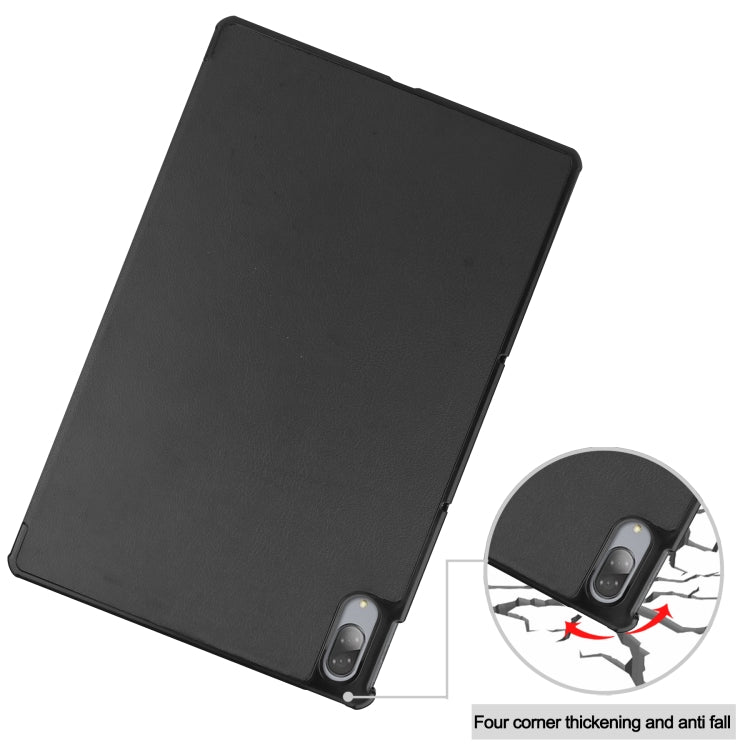 For Lenovo Tab P11 Pro (TB-XJ706F) Custer Texture Horizontal Flip Leather Case with Three-folding Holder & Sleep / Wake-up Function(Black)